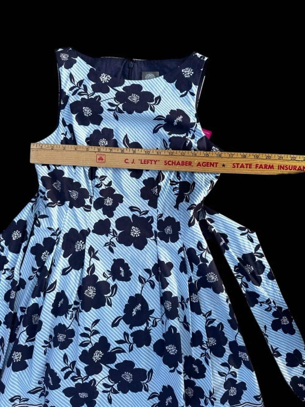 Vince Camuto navy lavender floral dress sleeveless A-line lined size 6 NWT - Picture 10 of 12